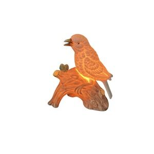 Ceramic Vintage White Bird Perched On Branch Figurine With Light Bulb‎ And Cord